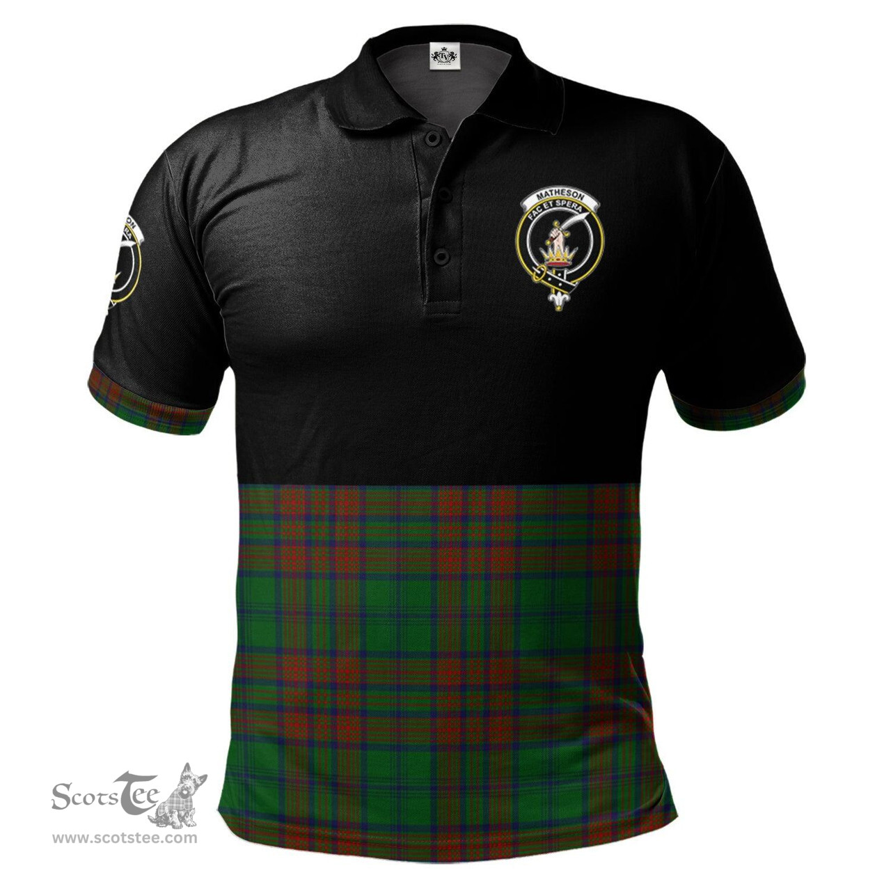 Scottish Matheson Hunting Highland Clan Half Of Tartan Crest Tartan Polo Shirt Scottish Plaid Tartan Plaid - ScotsTee - scotstee.com