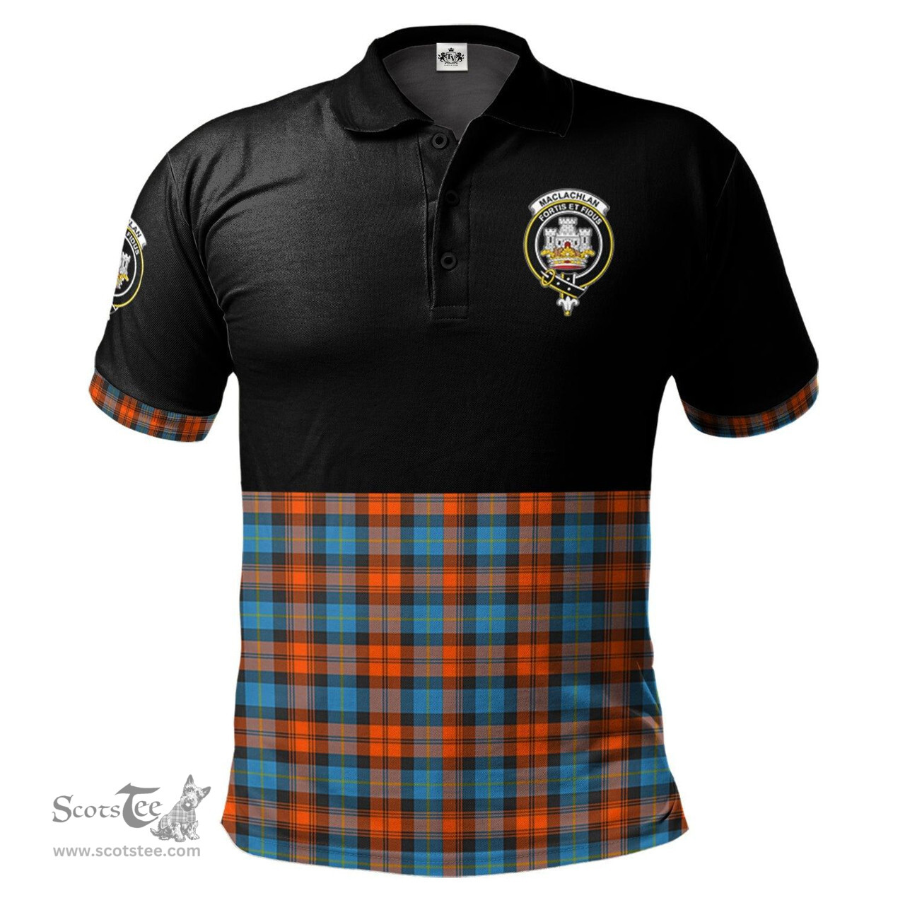 Scottish MacLachlan Ancient Clan Half Of Tartan Crest Tartan Polo Shirt Scottish Plaid Tartan Plaid - ScotsTee - scotstee.com