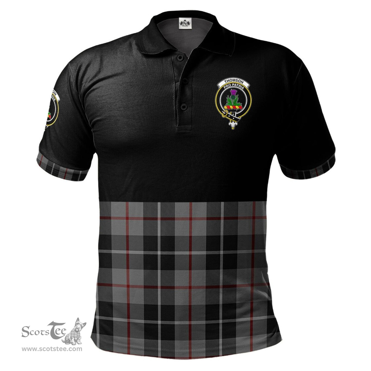 Scottish Thompson Grey Clan Half Of Tartan Crest Tartan Polo Shirt Scottish Plaid Tartan Plaid - ScotsTee - scotstee.com