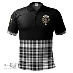 Scottish Scott Black White Clan Half Of Tartan Crest Tartan Polo Shirt Scottish Plaid Tartan Plaid - ScotsTee - scotstee.com