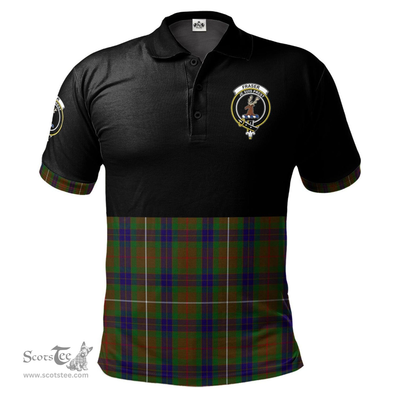 Scottish Fraser Hunting Clan Half Of Tartan Crest Tartan Polo Shirt Scottish Plaid Tartan Plaid - ScotsTee - scotstee.com