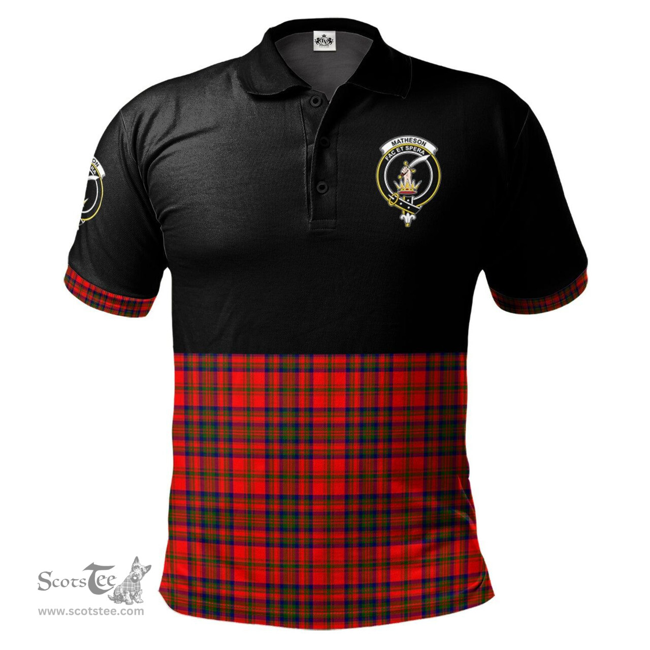 Scottish Matheson Modern Clan Half Of Tartan Crest Tartan Polo Shirt Scottish Plaid Tartan Plaid - ScotsTee - scotstee.com