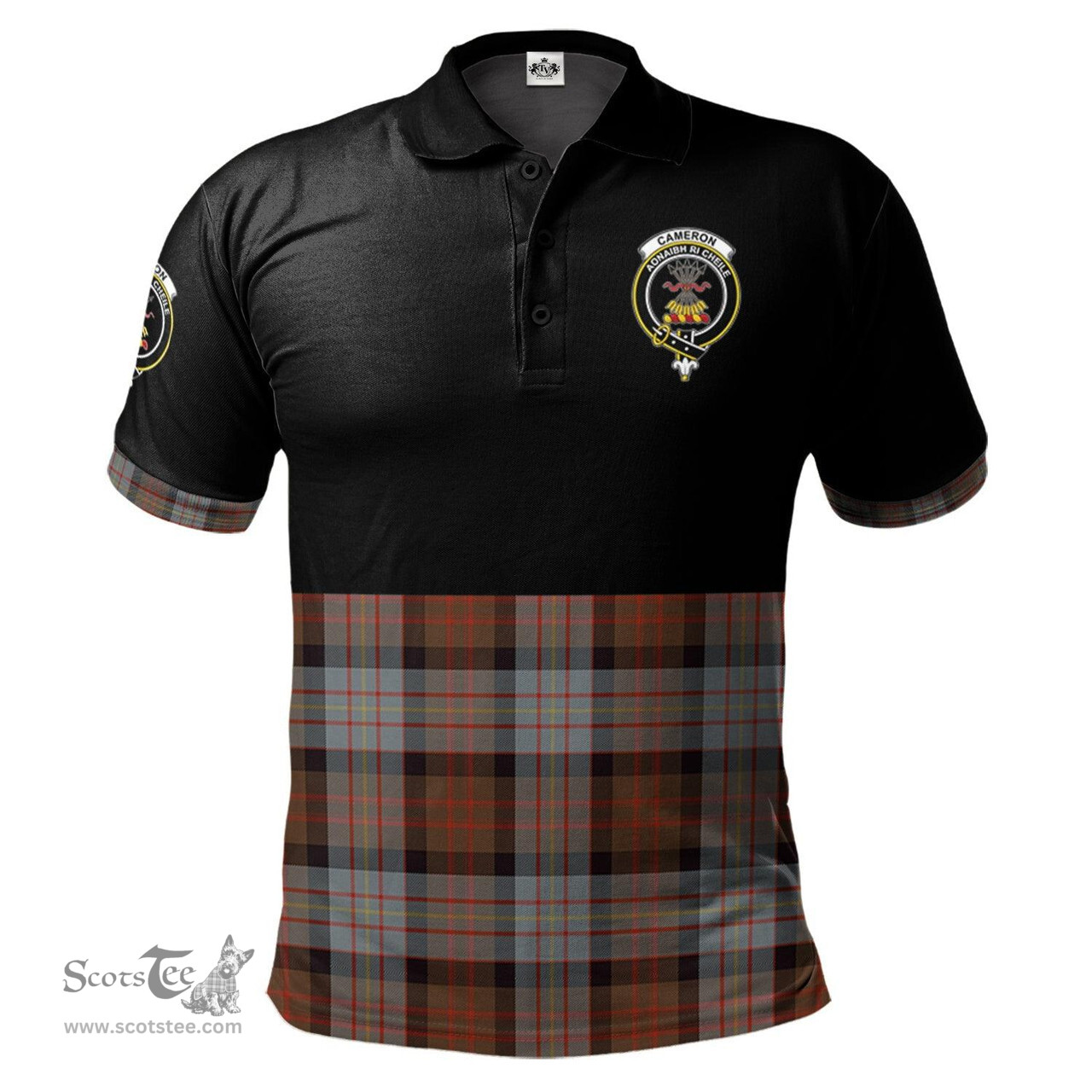 Scottish Cameron of Erracht Weathered Clan Half Of Tartan Crest Tartan Polo Shirt Scottish Plaid Tartan Plaid - ScotsTee - scotstee.com