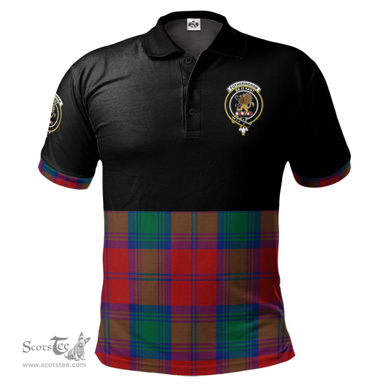 Scottish Fotheringham Modern Clan Half Of Tartan Crest Tartan Polo Shirt Scottish Plaid Tartan Plaid - ScotsTee - scotstee.com