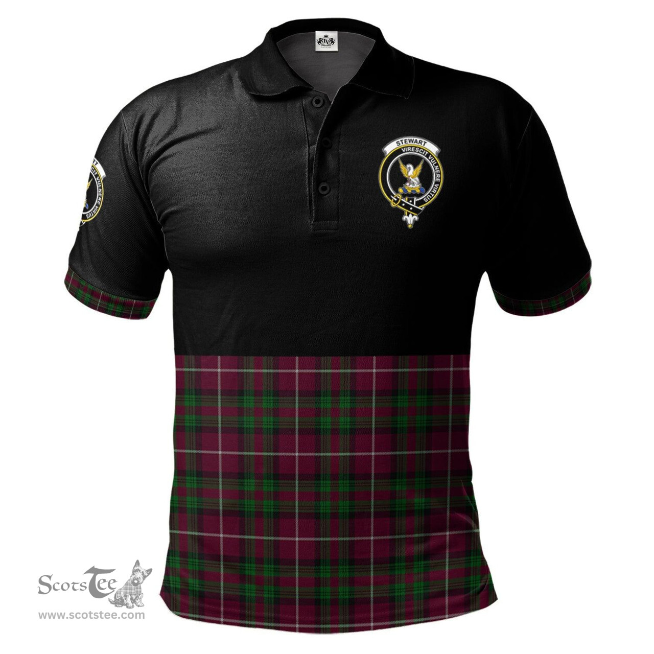 Scottish Stewart of Bute Hunting Clan Half Of Tartan Crest Tartan Polo Shirt Scottish Plaid Tartan Plaid - ScotsTee - scotstee.com