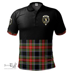 Scottish Stewart Black Clan Half Of Tartan Crest Tartan Polo Shirt Scottish Plaid Tartan Plaid - ScotsTee - scotstee.com