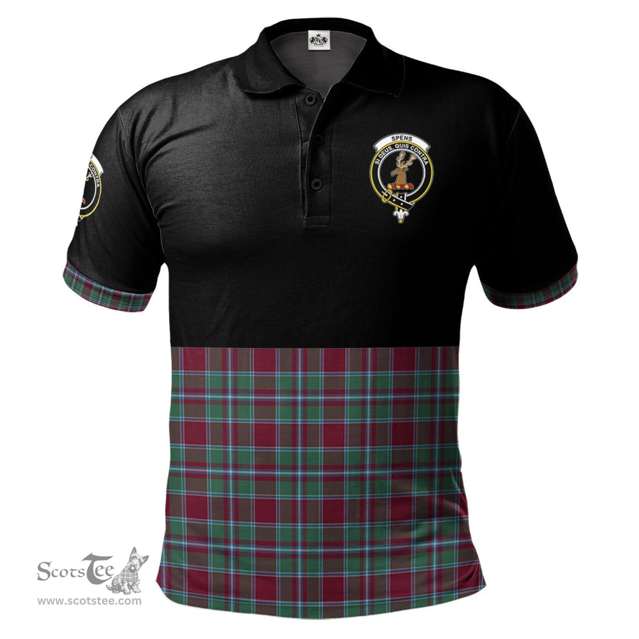 Scottish Spens (Spence) Clan Half Of Tartan Crest Tartan Polo Shirt Scottish Plaid Tartan Plaid - ScotsTee - scotstee.com