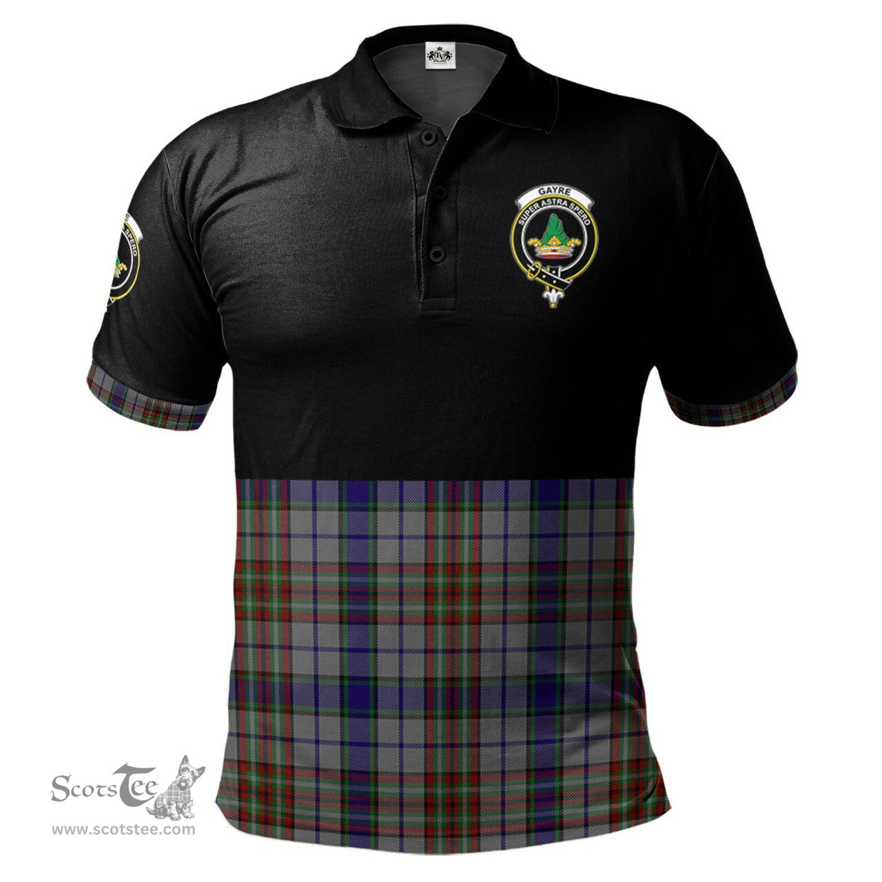 Scottish Gayre Hunting Clan Half Of Tartan Crest Tartan Polo Shirt Scottish Plaid Tartan Plaid - ScotsTee - scotstee.com