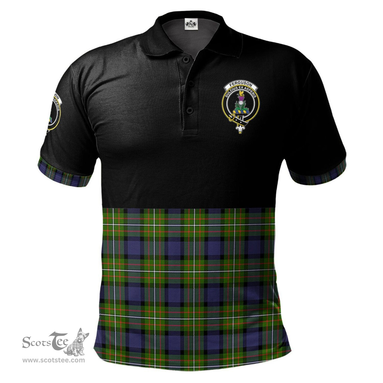 Scottish Ferguson Modern Clan Half Of Tartan Crest Tartan Polo Shirt Scottish Plaid Tartan Plaid - ScotsTee - scotstee.com