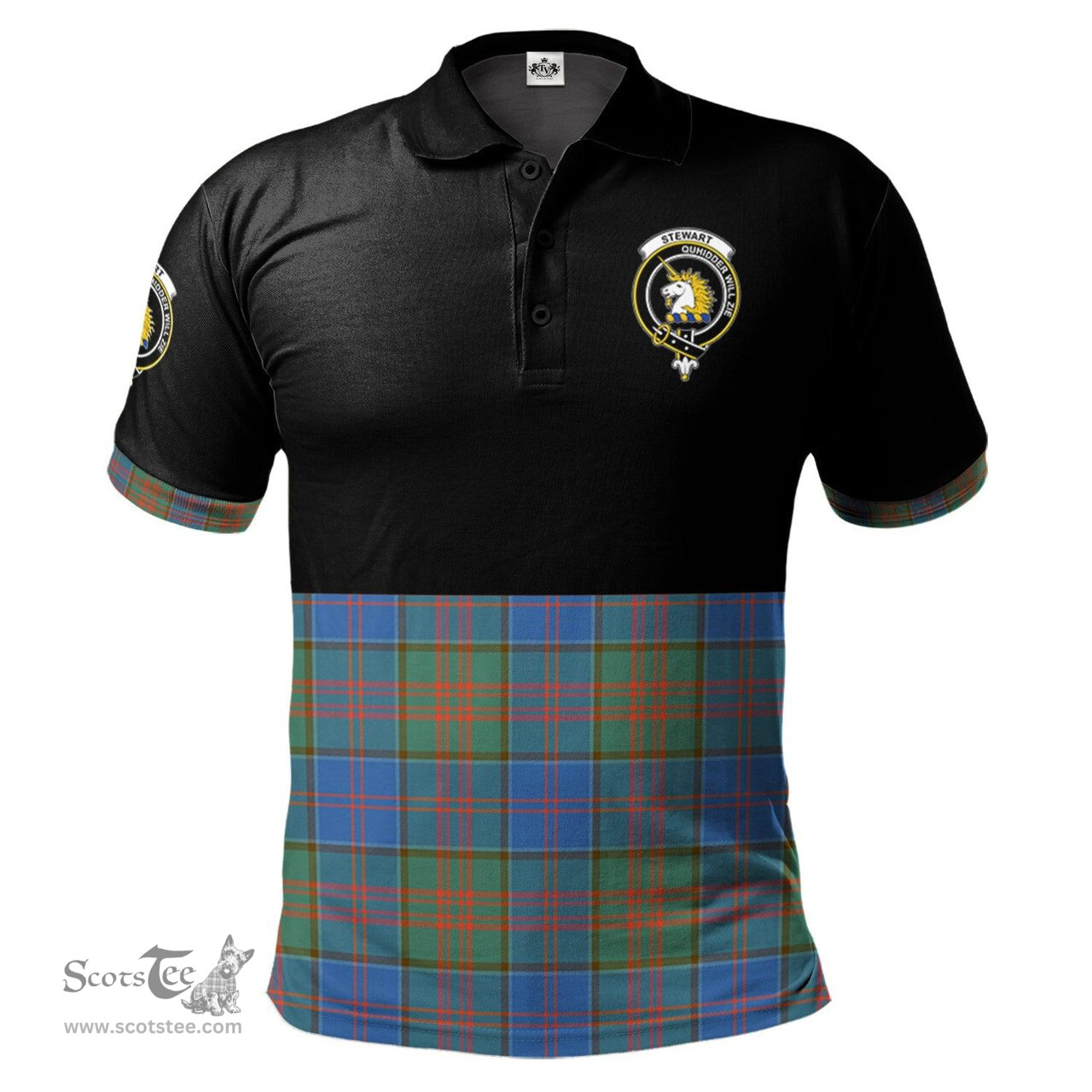 Scottish Stewart of Appin Hunting Ancient Clan Half Of Tartan Crest Tartan Polo Shirt Scottish Plaid Tartan Plaid - ScotsTee - scotstee.com