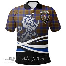 Scottish Balfour Modern Clan Crest Tartan Polo Shirt - Blue Scotland Lion, Tartan Plaid Polo Shirt Scottish Plaid Tartan Plaid - ScotsTee - scotstee.com