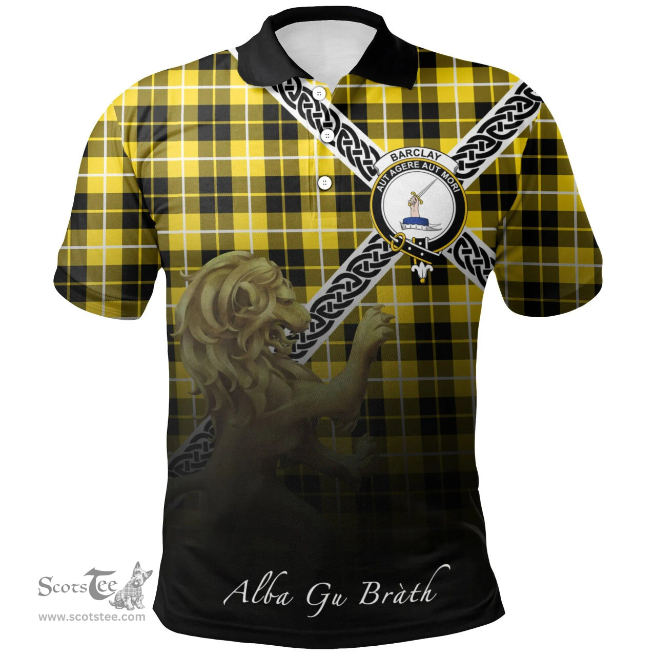 Scottish Barclay Dress Modern Clan Crest Tartan Polo Shirt - Celtic with Scotland Lion, Tartan Plaid Polo Shirt Scottish Plaid Tartan Plaid - ScotsTee - scotstee.com