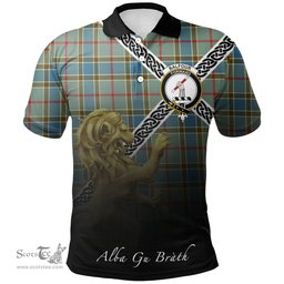 Scottish Balfour Blue Clan Crest Tartan Polo Shirt - Celtic with Scotland Lion, Tartan Plaid Polo Shirt Scottish Plaid Tartan Plaid - ScotsTee - scotstee.com