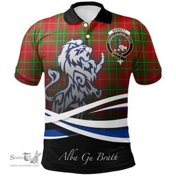 Scottish Burnett Ancient Clan Crest Tartan Polo Shirt - Blue Scotland Lion, Tartan Plaid Polo Shirt Scottish Plaid Tartan Plaid - ScotsTee - scotstee.com