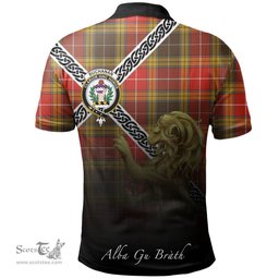 Scottish Buchanan Old Set Weathered Clan Crest Tartan Polo Shirt - Celtic with Scotland Lion, Tartan Plaid Polo Shirt Scottish Plaid Tartan Plaid - ScotsTee - scotstee.com