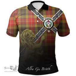 Scottish Buchanan Old Set Weathered Clan Crest Tartan Polo Shirt - Celtic with Scotland Lion, Tartan Plaid Polo Shirt Scottish Plaid Tartan Plaid - ScotsTee - scotstee.com