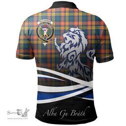 Scottish Buchanan Ancient Clan Crest Tartan Polo Shirt - Blue Scotland Lion, Tartan Plaid Polo Shirt Scottish Plaid Tartan Plaid - ScotsTee - scotstee.com