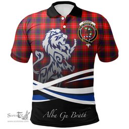 Scottish Fraser Modern Clan Crest Tartan Polo Shirt - Blue Scotland Lion, Tartan Plaid Polo Shirt Scottish Plaid Tartan Plaid - ScotsTee - scotstee.com