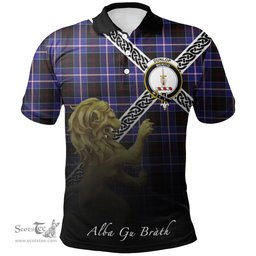Scottish Dunlop Modern Clan Crest Tartan Polo Shirt - Celtic with Scotland Lion, Tartan Plaid Polo Shirt Scottish Plaid Tartan Plaid - ScotsTee - scotstee.com