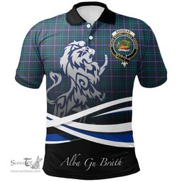 Scottish Douglas Modern Clan Crest Tartan Polo Shirt - Blue Scotland Lion, Tartan Plaid Polo Shirt Scottish Plaid Tartan Plaid - ScotsTee - scotstee.com