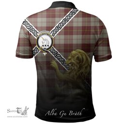 Scottish Cunningham Burgundy Dancers Clan Crest Tartan Polo Shirt - Celtic with Scotland Lion, Tartan Plaid Polo Shirt Scottish Plaid Tartan Plaid - ScotsTee - scotstee.com