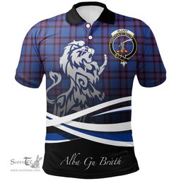 Scottish Elliot Modern Clan Crest Tartan Polo Shirt - Blue Scotland Lion, Tartan Plaid Polo Shirt Scottish Plaid Tartan Plaid - ScotsTee - scotstee.com