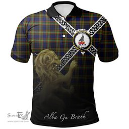 Scottish Clelland Modern Clan Crest Tartan Polo Shirt - Celtic with Scotland Lion, Tartan Plaid Polo Shirt Scottish Plaid Tartan Plaid - ScotsTee - scotstee.com
