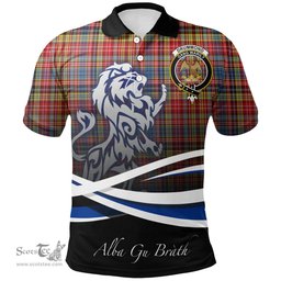 Scottish Drummond of Strathallan Clan Crest Tartan Polo Shirt - Blue Scotland Lion, Tartan Plaid Polo Shirt Scottish Plaid Tartan Plaid - ScotsTee - scotstee.com