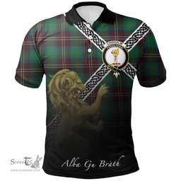 Scottish Chisholm Hunting Ancient Clan Crest Tartan Polo Shirt - Celtic with Scotland Lion, Tartan Plaid Polo Shirt Scottish Plaid Tartan Plaid - ScotsTee - scotstee.com