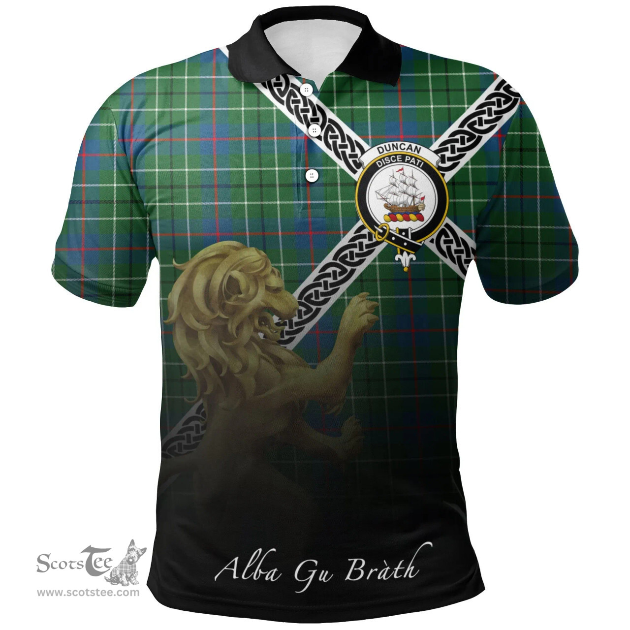 Scottish Duncan Ancient Clan Crest Tartan Polo Shirt - Celtic with Scotland Lion, Tartan Plaid Polo Shirt Scottish Plaid Tartan Plaid - ScotsTee - scotstee.com