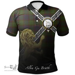 Scottish Cunningham Hunting Modern Clan Crest Tartan Polo Shirt - Celtic with Scotland Lion, Tartan Plaid Polo Shirt Scottish Plaid Tartan Plaid - ScotsTee - scotstee.com