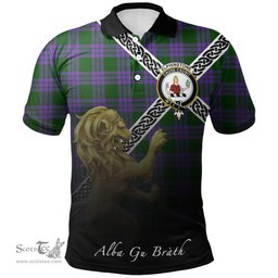Scottish Elphinstone Clan Crest Tartan Polo Shirt - Celtic with Scotland Lion, Tartan Plaid Polo Shirt Scottish Plaid Tartan Plaid - ScotsTee - scotstee.com