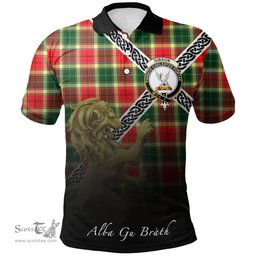 Scottish Gibbs Clan Crest Tartan Polo Shirt - Celtic with Scotland Lion, Tartan Plaid Polo Shirt Scottish Plaid Tartan Plaid - ScotsTee - scotstee.com