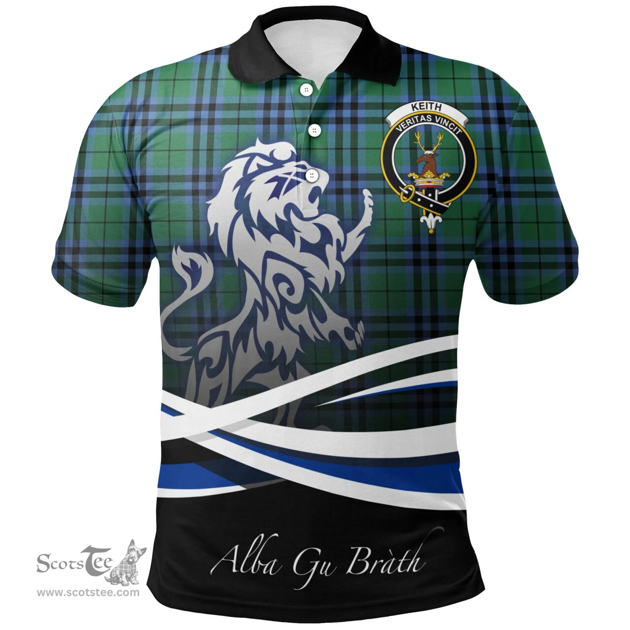 Scottish Keith Ancient Clan Crest Tartan Polo Shirt - Blue Scotland Lion, Tartan Plaid Polo Shirt Scottish Plaid Tartan Plaid - ScotsTee - scotstee.com