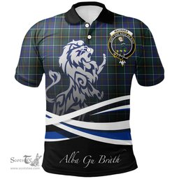 Scottish MacInnes Modern Clan Crest Tartan Polo Shirt - Blue Scotland Lion, Tartan Plaid Polo Shirt Scottish Plaid Tartan Plaid - ScotsTee - scotstee.com