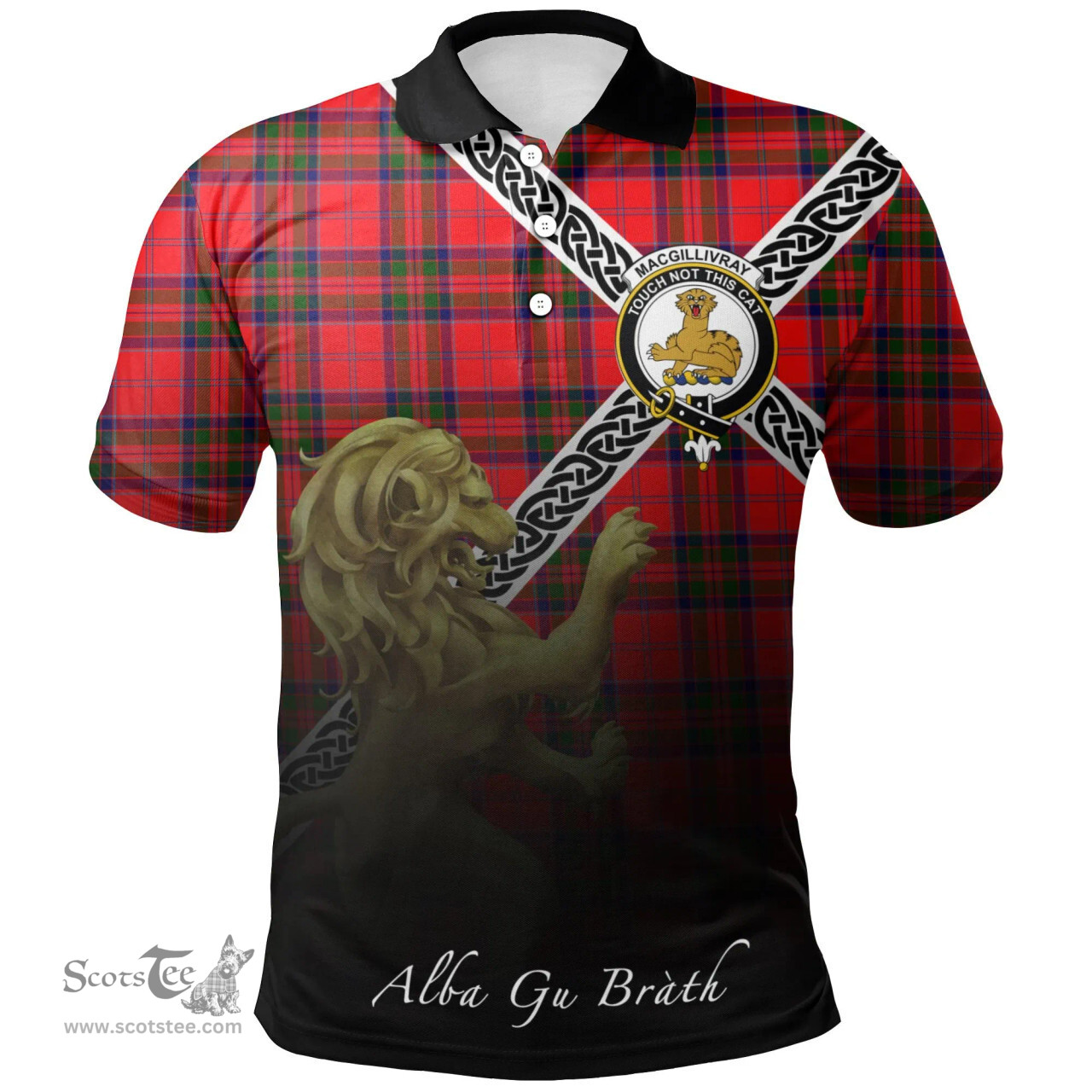 Scottish MacGillivray Modern Clan Crest Tartan Polo Shirt - Celtic with Scotland Lion, Tartan Plaid Polo Shirt Scottish Plaid Tartan Plaid - ScotsTee - scotstee.com