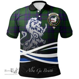 Scottish Lockhart Modern Clan Crest Tartan Polo Shirt - Blue Scotland Lion, Tartan Plaid Polo Shirt Scottish Plaid Tartan Plaid - ScotsTee - scotstee.com