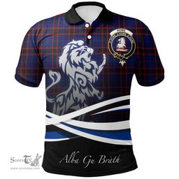 Scottish Home Modern Clan Crest Tartan Polo Shirt - Blue Scotland Lion, Tartan Plaid Polo Shirt Scottish Plaid Tartan Plaid - ScotsTee - scotstee.com