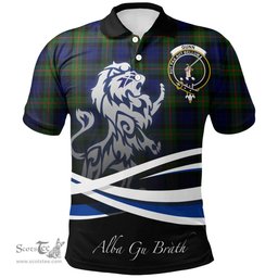 Scottish Gunn Modern Clan Crest Tartan Polo Shirt - Blue Scotland Lion, Tartan Plaid Polo Shirt Scottish Plaid Tartan Plaid - ScotsTee - scotstee.com