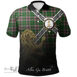 Scottish Gray Hunting Clan Crest Tartan Polo Shirt - Celtic with Scotland Lion, Tartan Plaid Polo Shirt Scottish Plaid Tartan Plaid - ScotsTee - scotstee.com