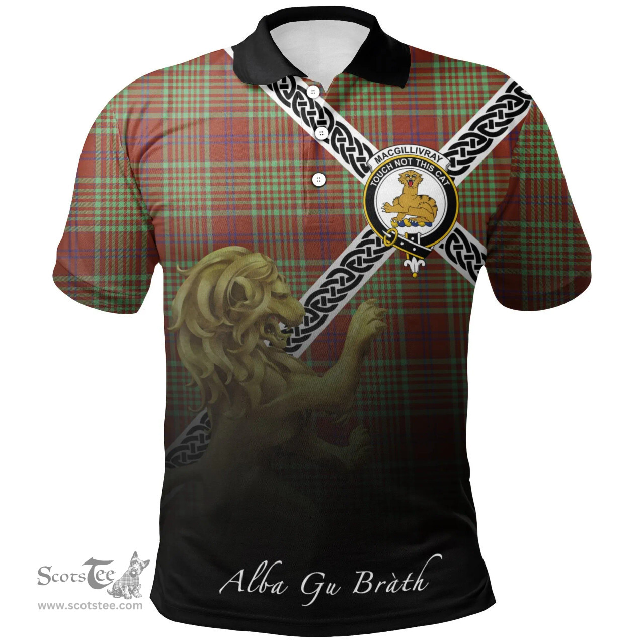 Scottish MacGillivray Hunting Ancient Clan Crest Tartan Polo Shirt - Celtic with Scotland Lion, Tartan Plaid Polo Shirt Scottish Plaid Tartan Plaid - ScotsTee - scotstee.com