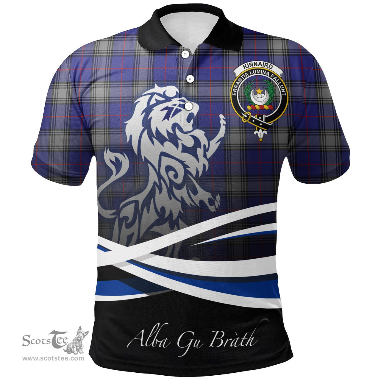 Scottish Kinnaird Clan Crest Tartan Polo Shirt - Blue Scotland Lion, Tartan Plaid Polo Shirt Scottish Plaid Tartan Plaid - ScotsTee - scotstee.com