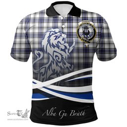 Scottish Hannay Modern Clan Crest Tartan Polo Shirt - Blue Scotland Lion, Tartan Plaid Polo Shirt Scottish Plaid Tartan Plaid - ScotsTee - scotstee.com
