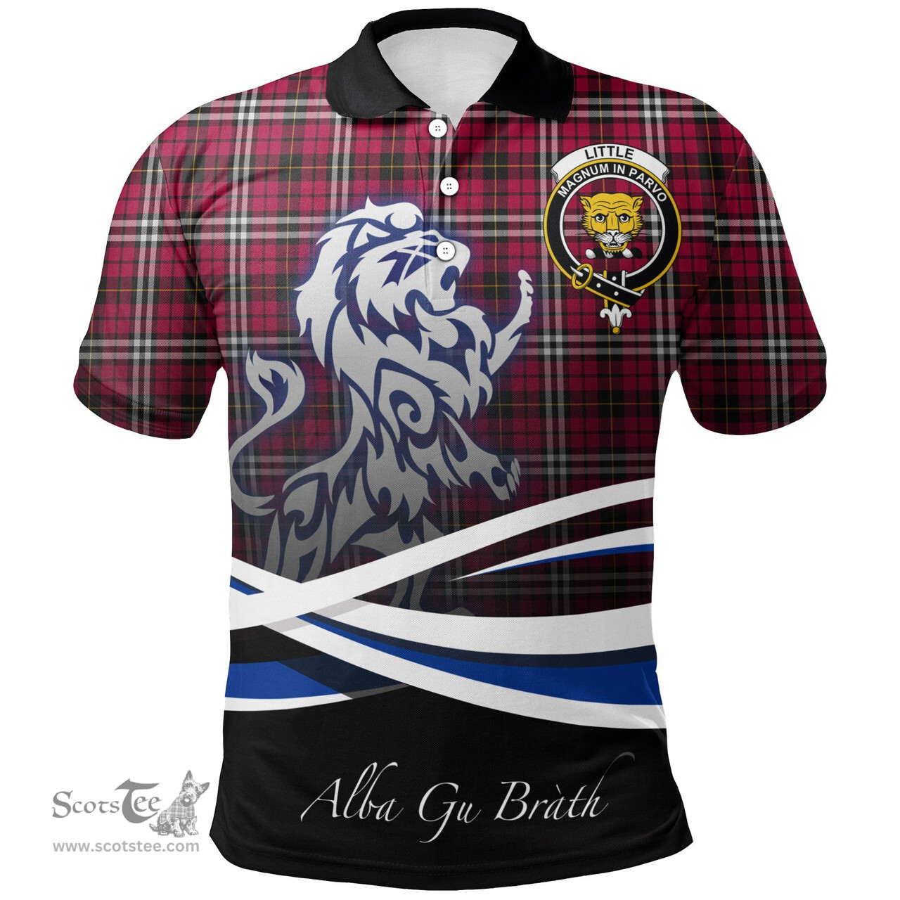 Scottish Little Clan Crest Tartan Polo Shirt - Blue Scotland Lion, Tartan Plaid Polo Shirt Scottish Plaid Tartan Plaid - ScotsTee - scotstee.com
