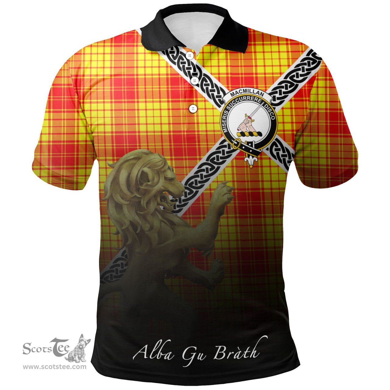 Scottish MacMillan Clan Crest Tartan Polo Shirt - Celtic with Scotland Lion, Tartan Plaid Polo Shirt Scottish Plaid Tartan Plaid - ScotsTee - scotstee.com