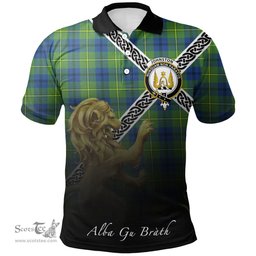 Scottish Johnston Ancient Clan Crest Tartan Polo Shirt - Celtic with Scotland Lion, Tartan Plaid Polo Shirt Scottish Plaid Tartan Plaid - ScotsTee - scotstee.com