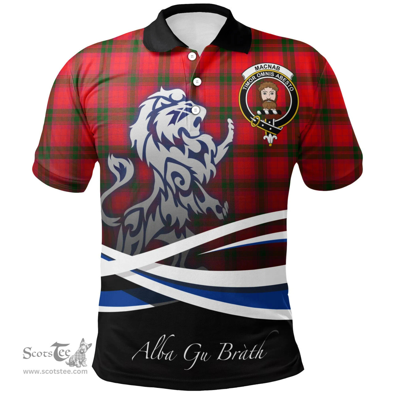 Scottish MacNab Modern Clan Crest Tartan Polo Shirt - Blue Scotland Lion, Tartan Plaid Polo Shirt Scottish Plaid Tartan Plaid - ScotsTee - scotstee.com