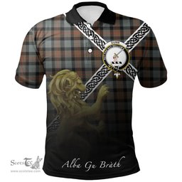 Scottish Gunn Weathered Clan Crest Tartan Polo Shirt - Celtic with Scotland Lion, Tartan Plaid Polo Shirt Scottish Plaid Tartan Plaid - ScotsTee - scotstee.com