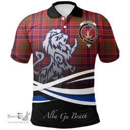 Scottish Lumsden Modern Clan Crest Tartan Polo Shirt - Blue Scotland Lion, Tartan Plaid Polo Shirt Scottish Plaid Tartan Plaid - ScotsTee - scotstee.com