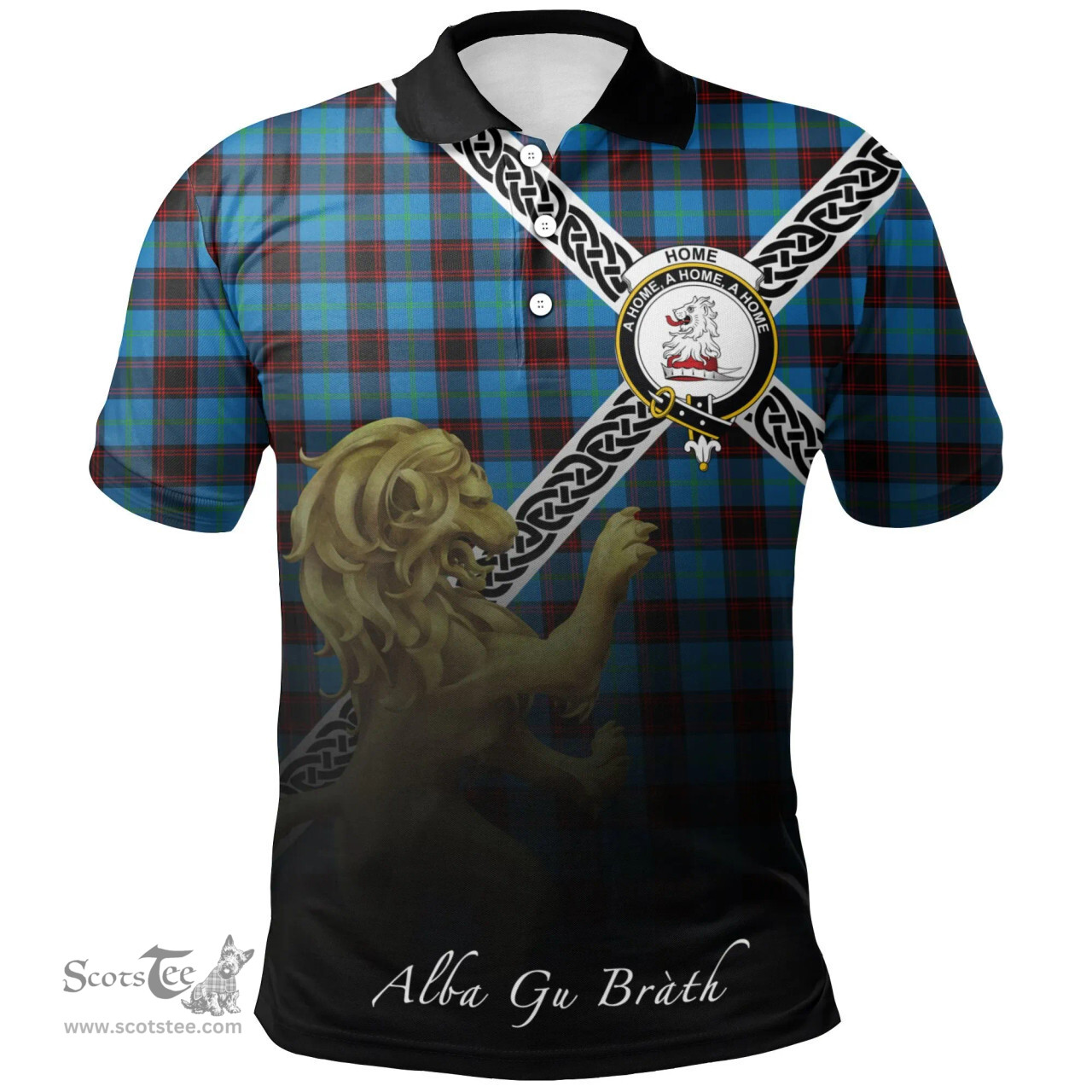 Scottish Home Ancient Clan Crest Tartan Polo Shirt - Celtic with Scotland Lion, Tartan Plaid Polo Shirt Scottish Plaid Tartan Plaid - ScotsTee - scotstee.com